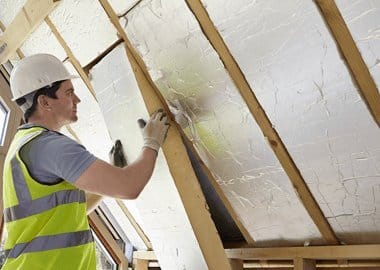 Loft insulation installed between rafters
